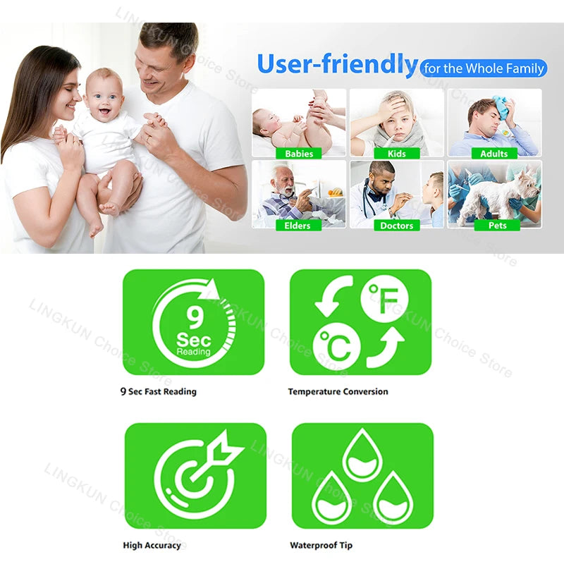 Hot Baby Digital Underarm Electronic Thermometer 8 Seconds Fast Measurement Celsius Fahrenheit Soft Head Oral Body Temperaturer