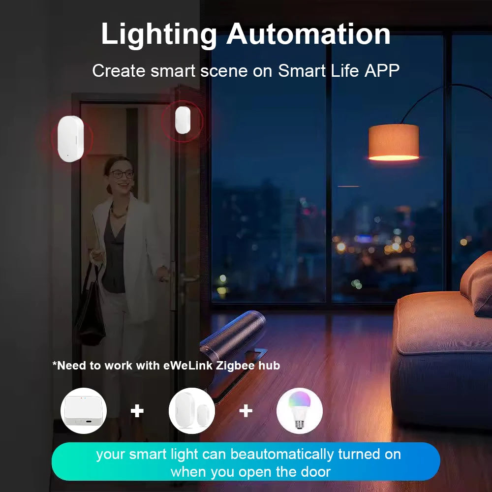 Zigbee Door Window Sensor | Wireless Magnetic Contact Alarm by Tidesmit Tidesmit