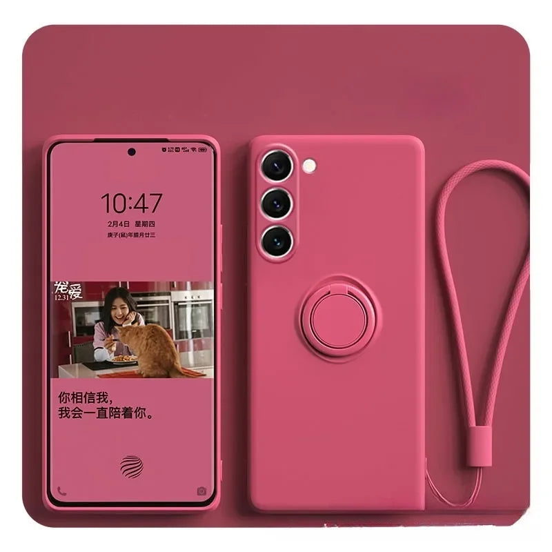 Magnetic Silicone Phone Case for Galaxy S25 with Ring Stand Tidesmit