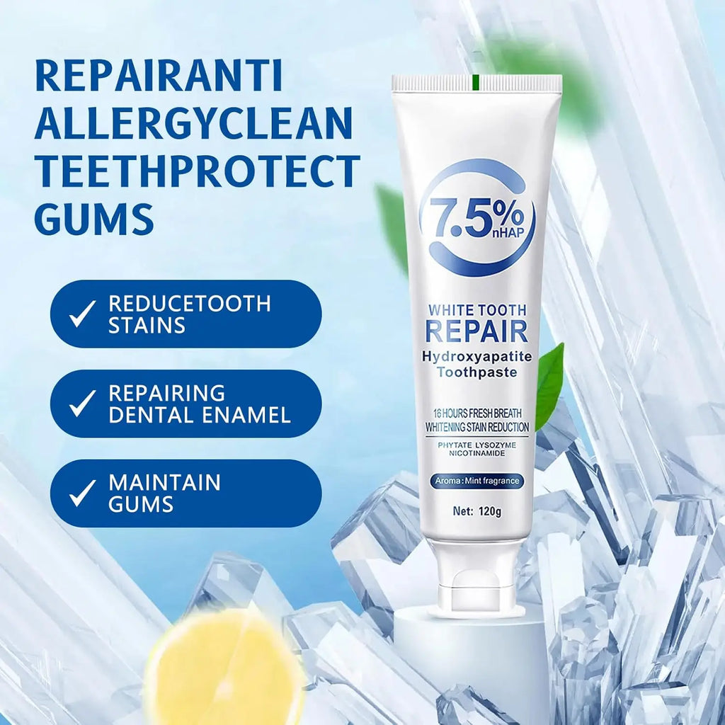 Tidesmit Hydroxyapatite toothpaste for enamel repair, teeth whitening, and deep cleaning oral care.