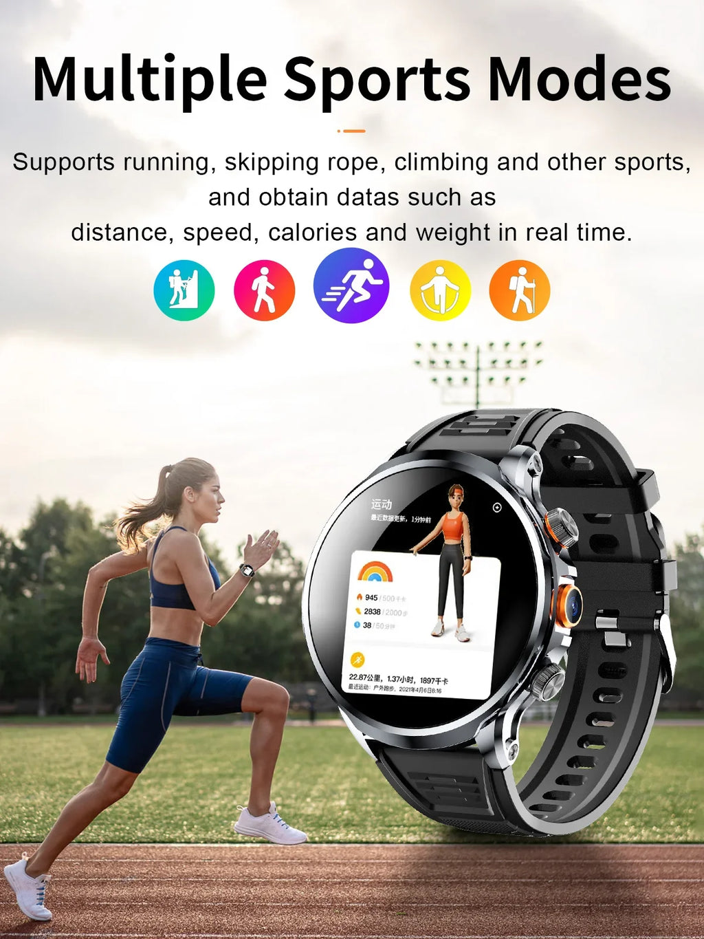 Smart Watch With 1.95 inch IPS 1100mah Battery 128GB ROM 500W Camera GPS WIFI Heart Rate APP Download Smartwatch Android 9.0