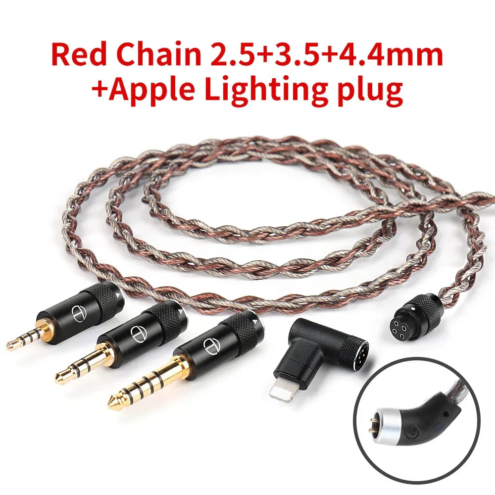 Silver Plated Replacement Earphone Cable - 3-Jack Kit Tidesmit 3jacks Light S PIN Tidesmit