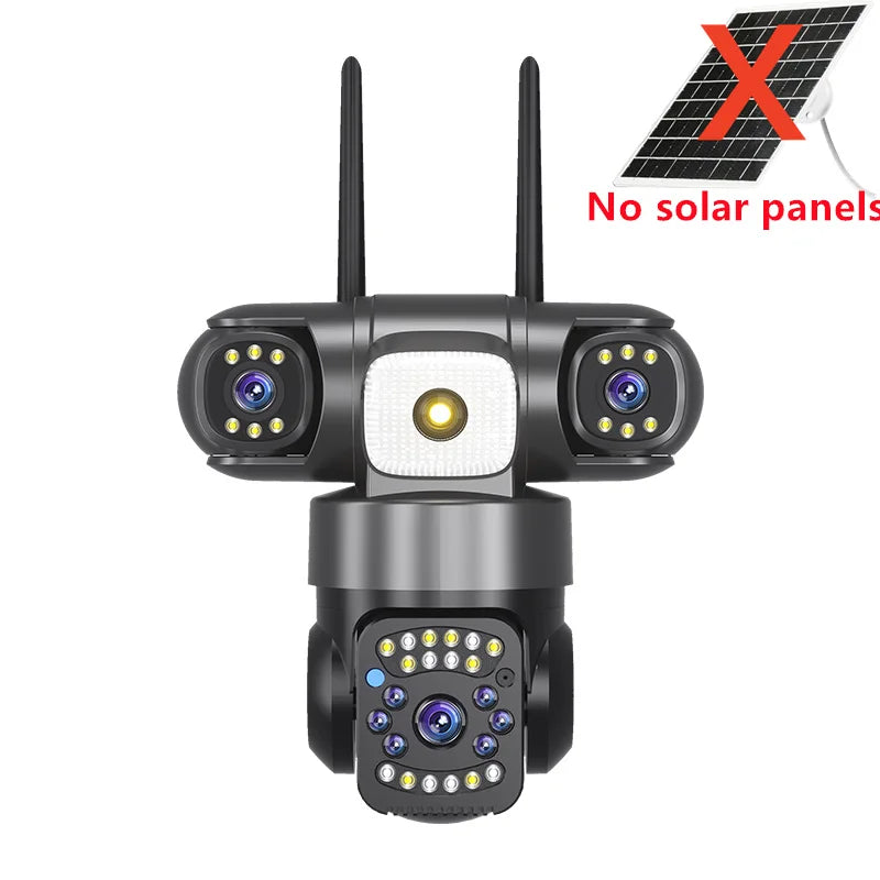 8K HD Solar Security Camera WiFi Wireless Outdoor Dual Lens Solar IP Camera PIR Human Detection Night Vision Battery CCTV Camera