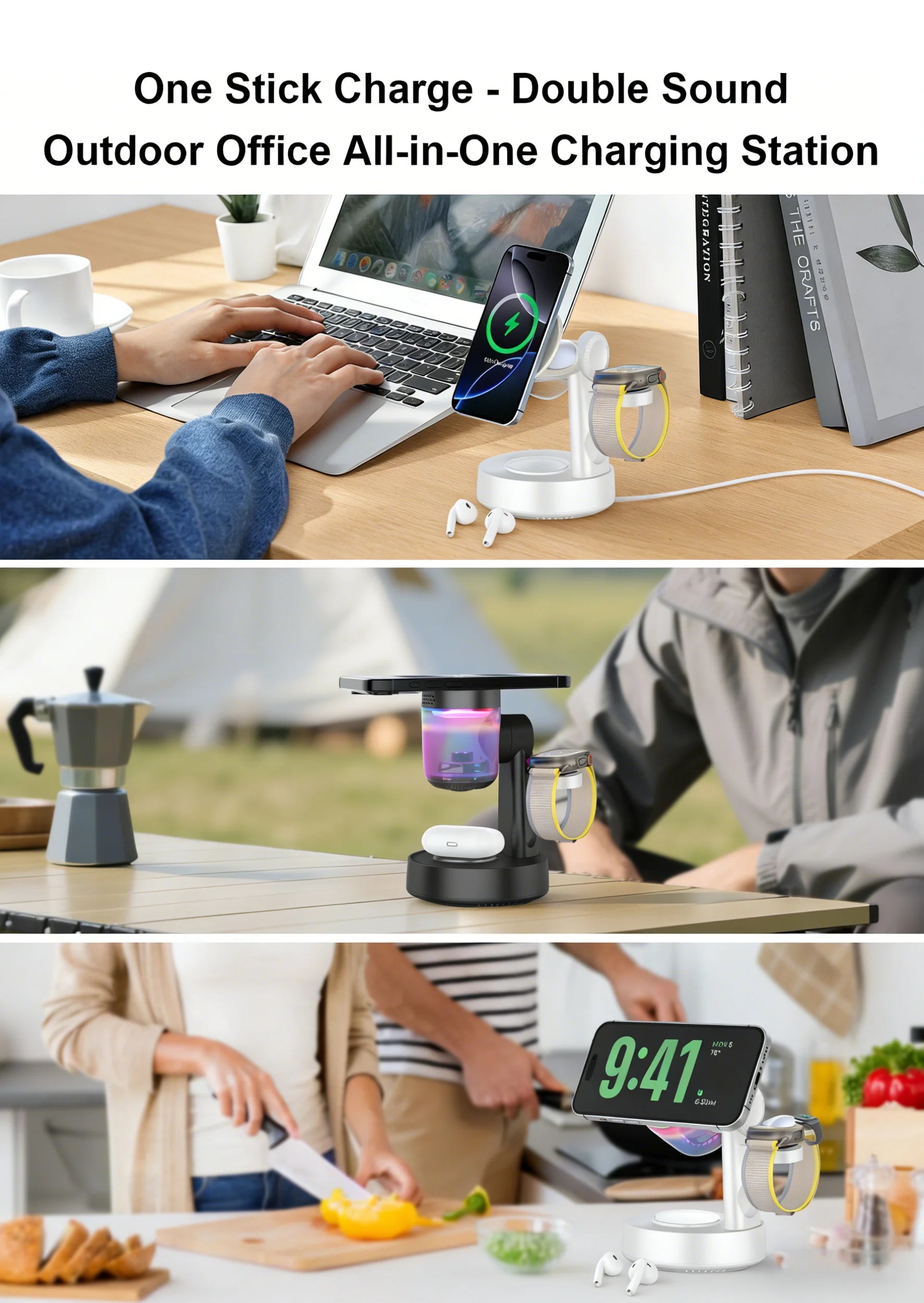 3-in-1 Wireless Charger: Qi Certified Fast Charging for Apple Devices Tidesmit