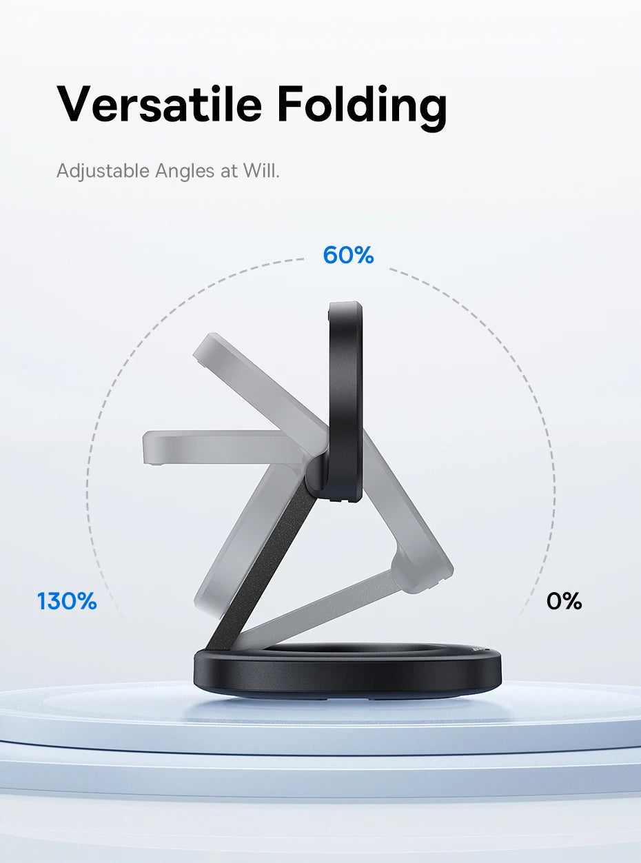 Foldable Qi2 Magnetic Wireless Charger Stand for iPhone 16 Series Tidesmit