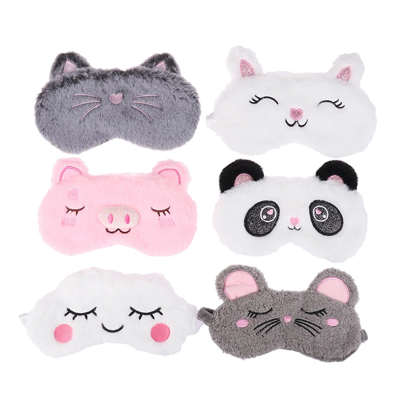 1pc Sleeping Mask Sleeping Blindfold Soft Plush Eye Masks Cute Cat Eye Cover Plush Mask Eyepatch Nap Health Eye Cover