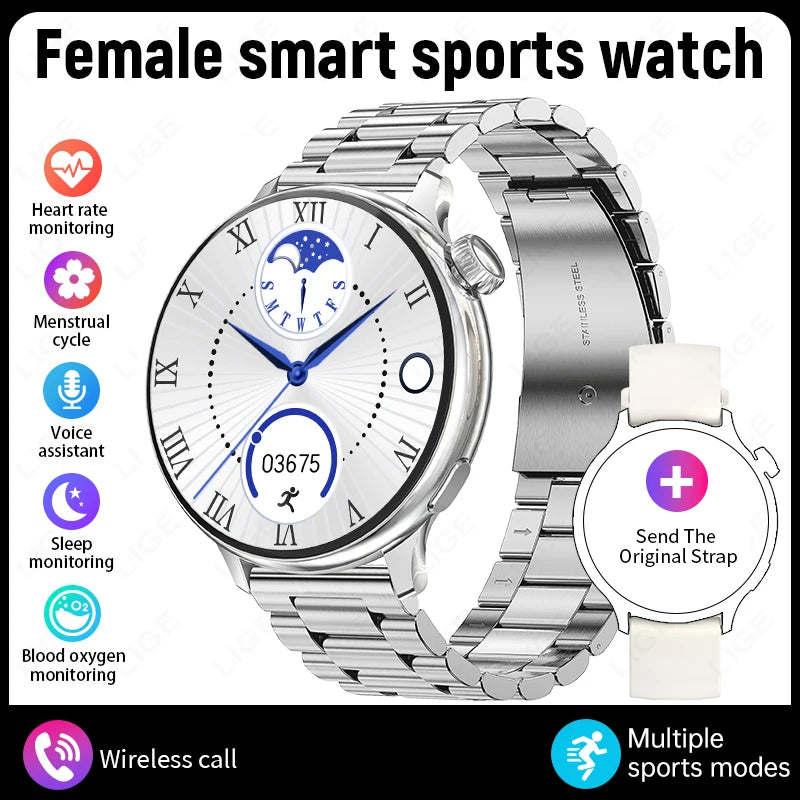 LIGE Sports Smart Watch for Women Wireless Call Heart Rate Sleep Monitor Multiple Sports Modes for Running Yoga Fitness Ladie