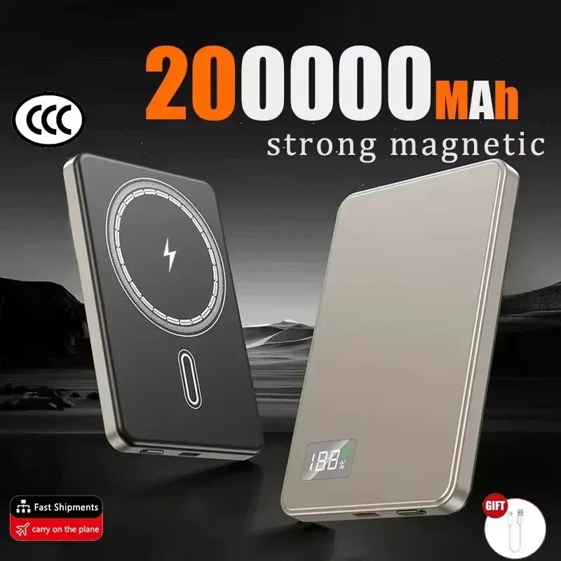 Magnetic Portable Charger 50000mAh - Fast Charging PD Power Bank Golden 200000mAh Tidesmit