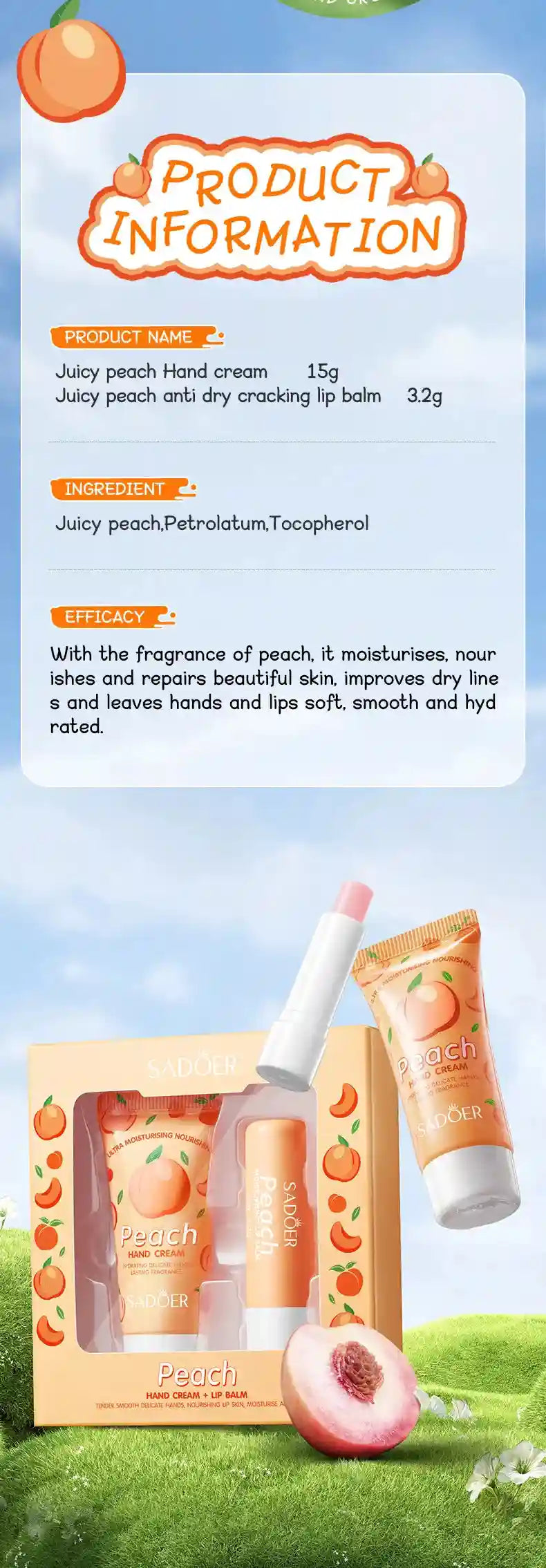 Avocado Nourishing Hand Cream & Lip Balm Set for Dry Skin Repair Lip Care Tidesmit