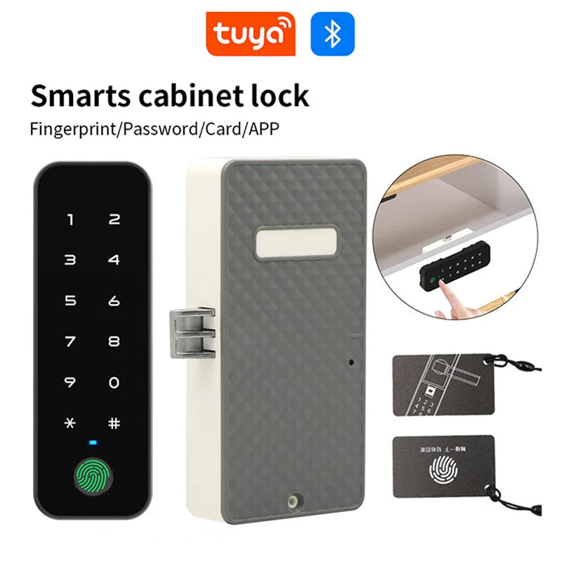 Support Tuya App Bluetooth Cabinet Drawer Invisible Electronic Lock 13.56M RF Card Smart Drawer Lock Keyless