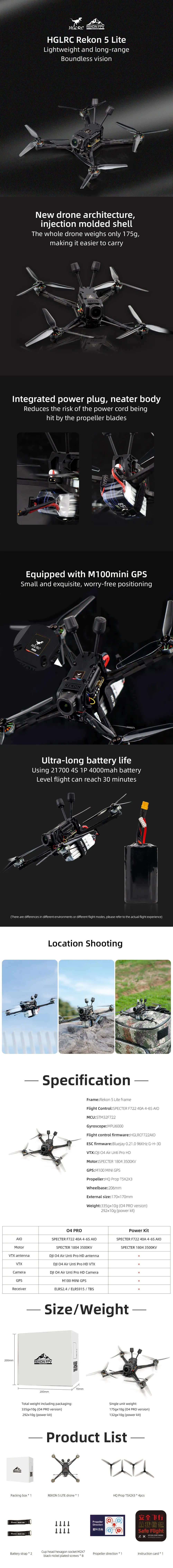 Rekon5 LITE Long Range FPV Drone - O4 Pro ELRS 4K System Tidesmit