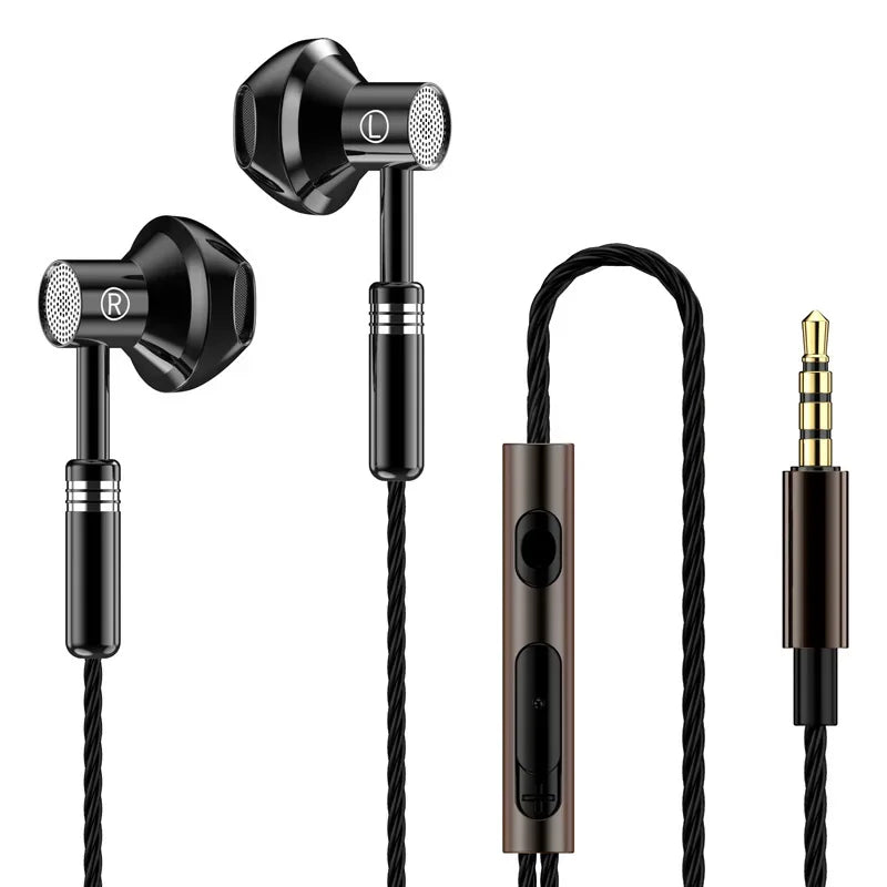 Wired Earbuds HiFi Stereo Bass with Mic Tidesmit 3.5mm or Type C Black 3.5mm Tidesmit