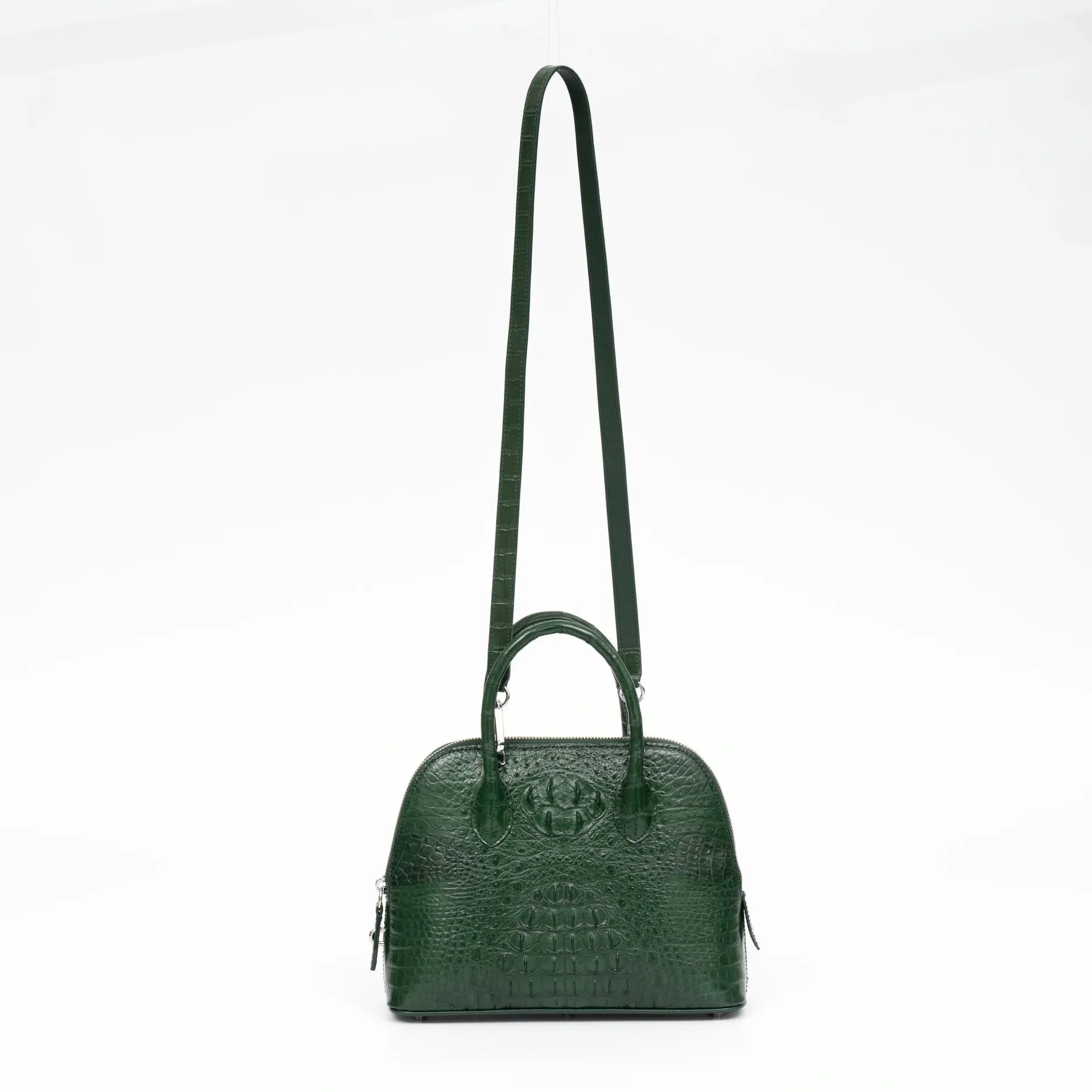 2024 Large Crocodile Leather Women's Bag Fashion Bowling Lady Handbag Genuine Leather Shuolder Crossbody Bag Travel Shell Bag 45