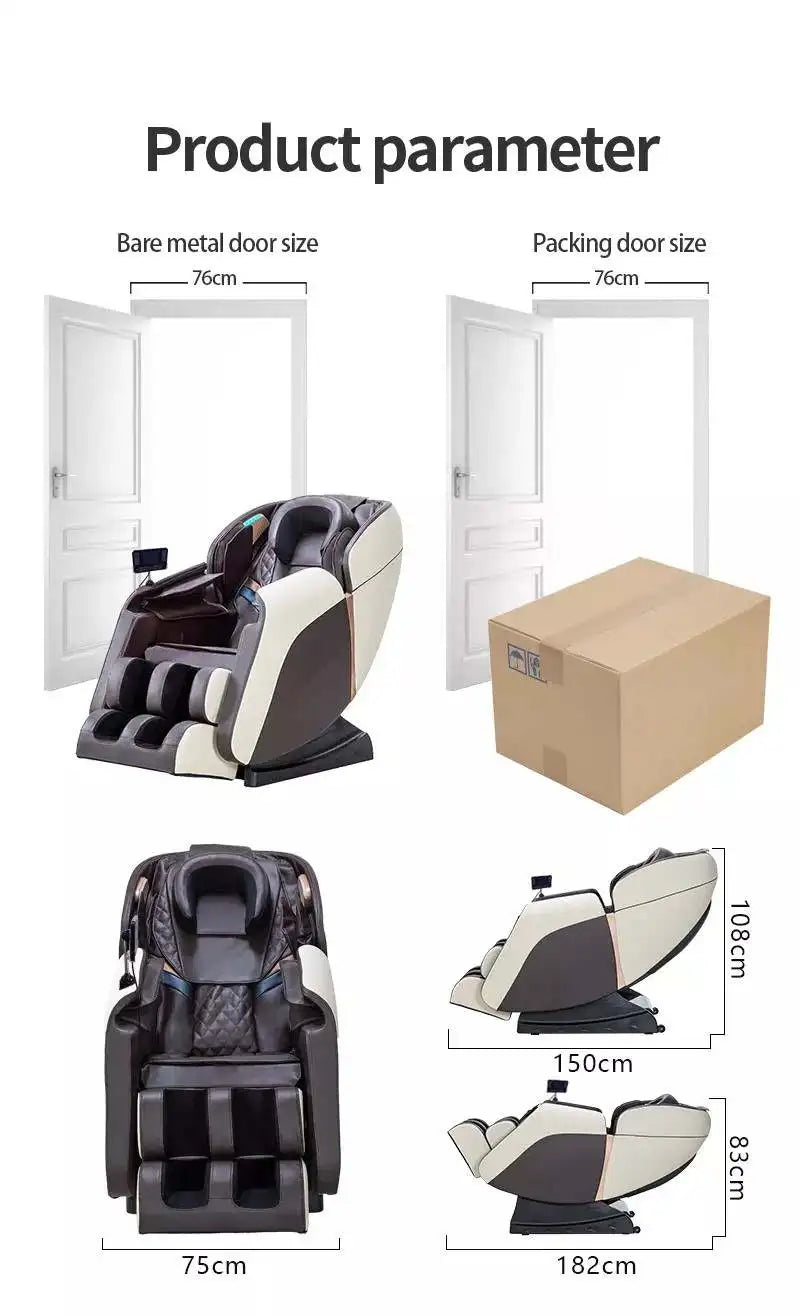 Zero Gravity Massage Chair with Bluetooth - Brown & Gold Full Body Massage Chairs Tidesmit