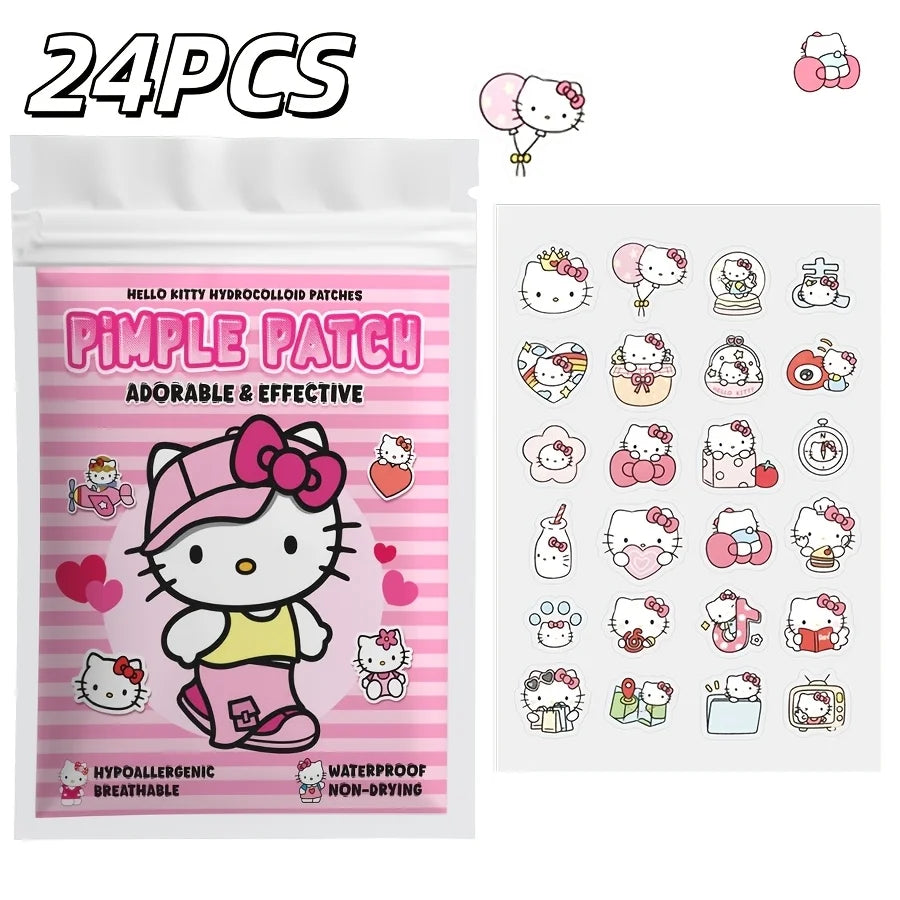 24/72PCS Sanrio Hello Kitty Acne Patch, Hydrocolloid Acne Patch, Makeup Blemish Pimple Patch, Waterproof and Sweatproof