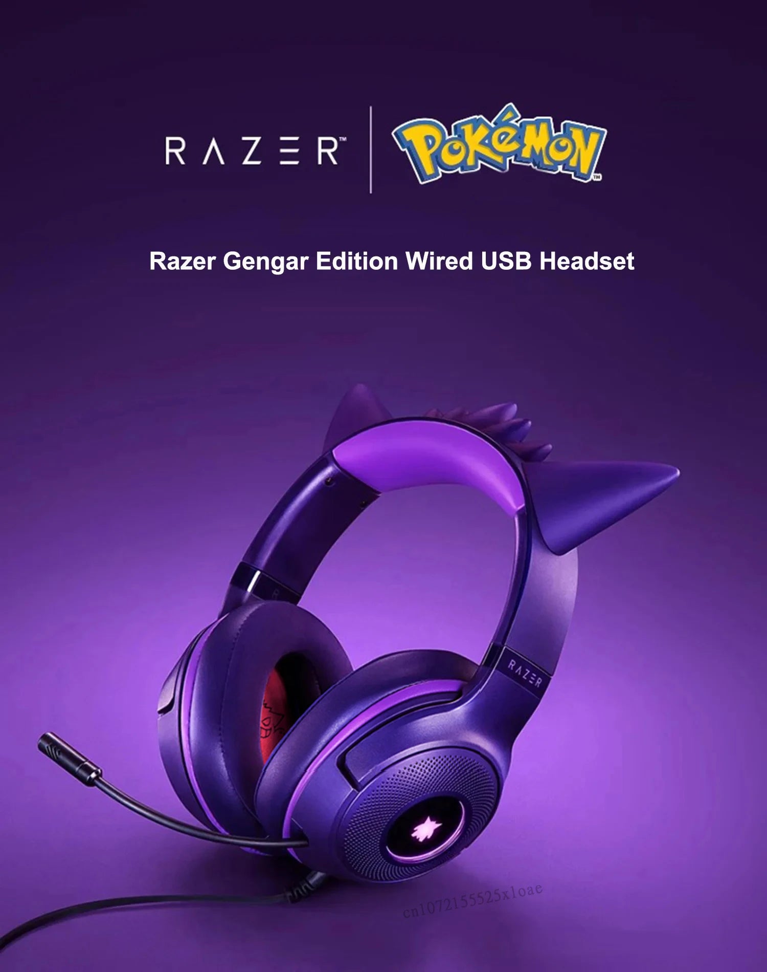 Razer Gengar Kraken Kitty V2 RGB Wired Gaming Headset - Gengar Purple Tidesmit