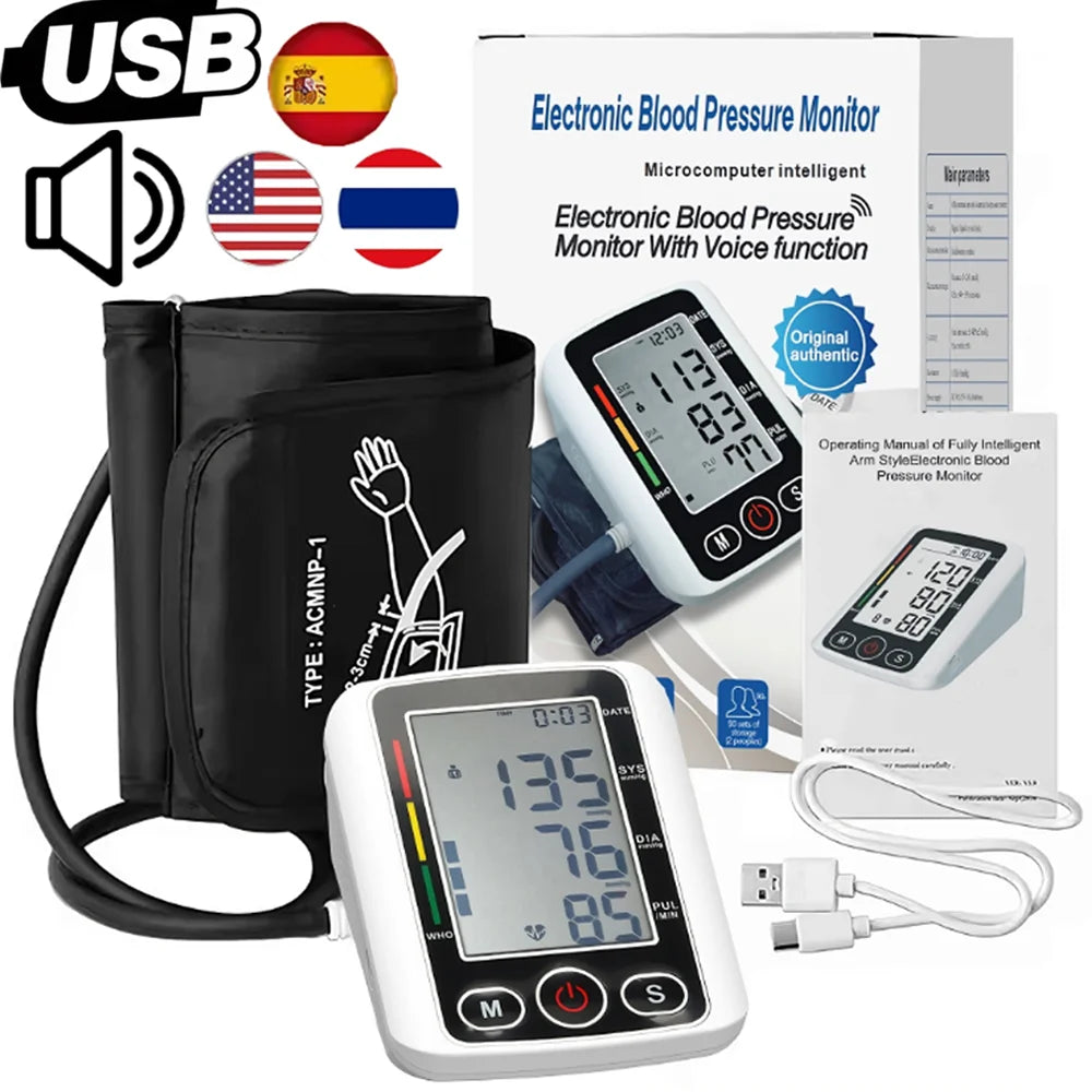 digital baumanometer blood pressure monitor take blood pressure meter medical digital upper arm tensiometers heart rate meter