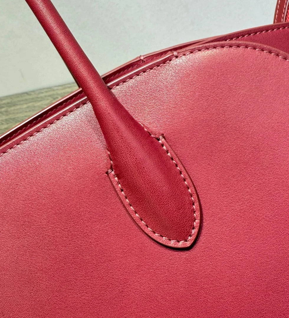 2026 high-quality genuine leather Marlo 12 inch 14 inch saddle leather tote bag, women's shoulder bag, high-end leather texture,
