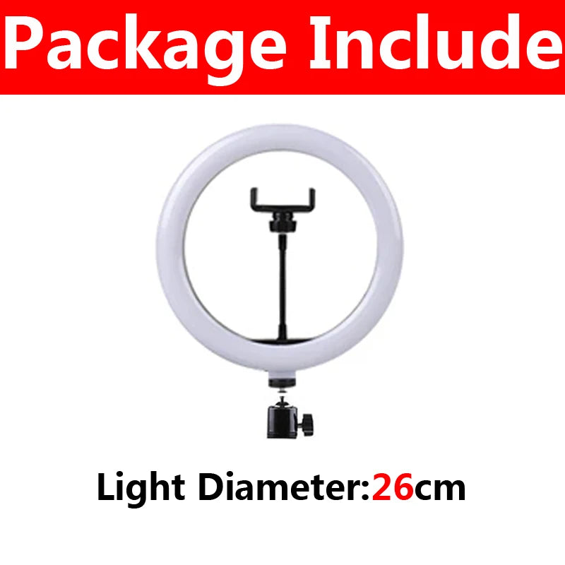 LED Ring Light with Phone Stand - Adjustable Dimmable Selfie Lamp 26cm Only Lamp Tidesmit