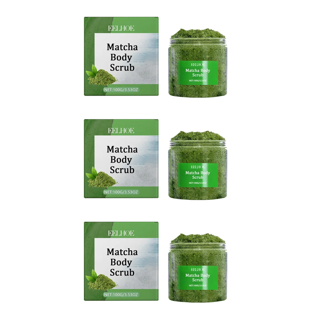 Matcha Sea Salt Body Scrub - Natural Exfoliant for Smooth Skin Scrubs Treatments 3 x 100g Boxed Tidesmit