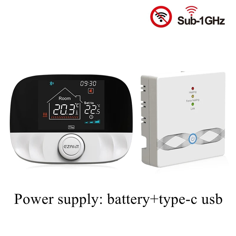 WiFi Smart Thermostat for Gas Boiler | App-Controlled Wireless Heating No WiFi(White) Wireless Tidesmit