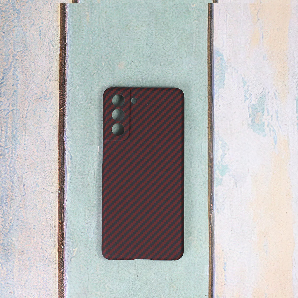 Samsung Galaxy S21 Ultra Carbon Fiber Case - Military-Grade Protection Red fine hole Tidesmit