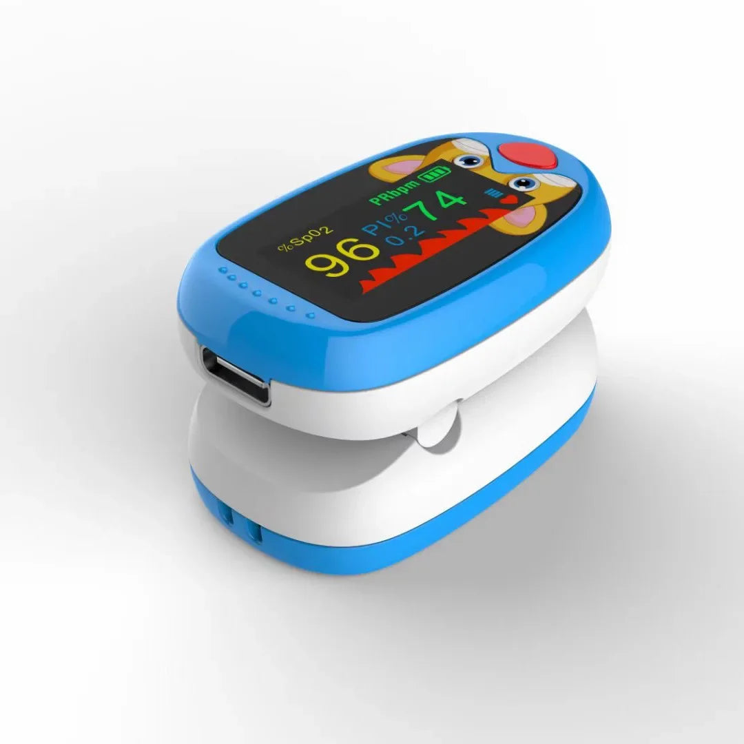 USB Pediatric Oximeter Finger Blood Oxygen Monitor for Children Pulse Oximeter OLED Digital Oximetro Home Medical Thermometer