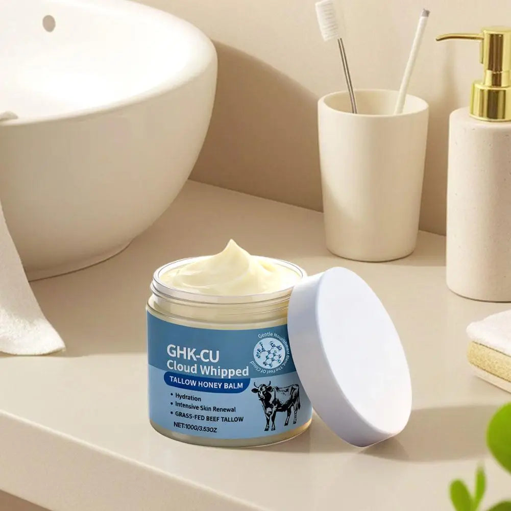 GHK-CU Cloud Whipped Tallow Honey Balm 100g Grass-Fed Beef Tallow, Intensive Hydration & Skin Renewal,Moisturizer for Face Body