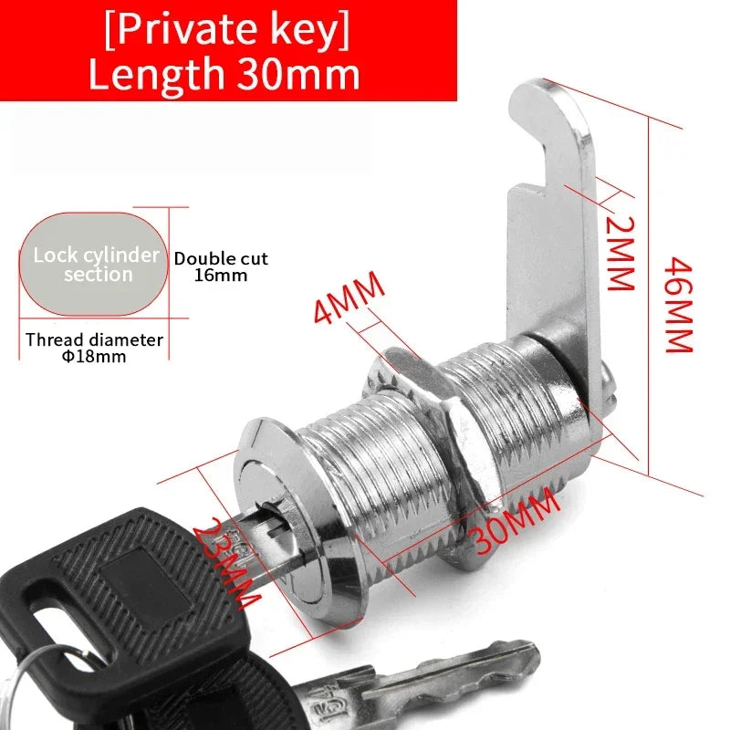 5/20/100SETS 16mm 20mm 25mm 30mm 35mm Metal Rotary Key Switch Push Button Lock Switch Latching Cylinder Cabinet Security Locker