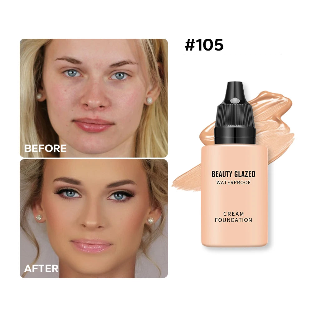 Tidesmit Beauty Glazed 24 Hour HD Full Cover Matte Liquid Foundation showing smooth texture and waterproof finish