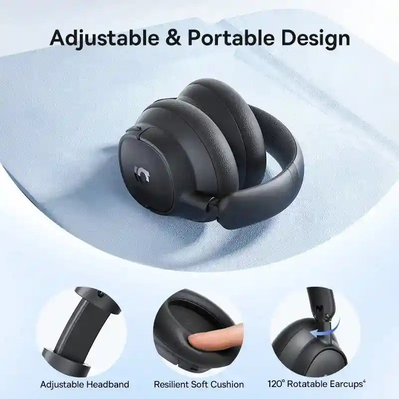 Wireless Noise Cancelling Headphones: 80Hr Battery Over-Ear Audio Tidesmit