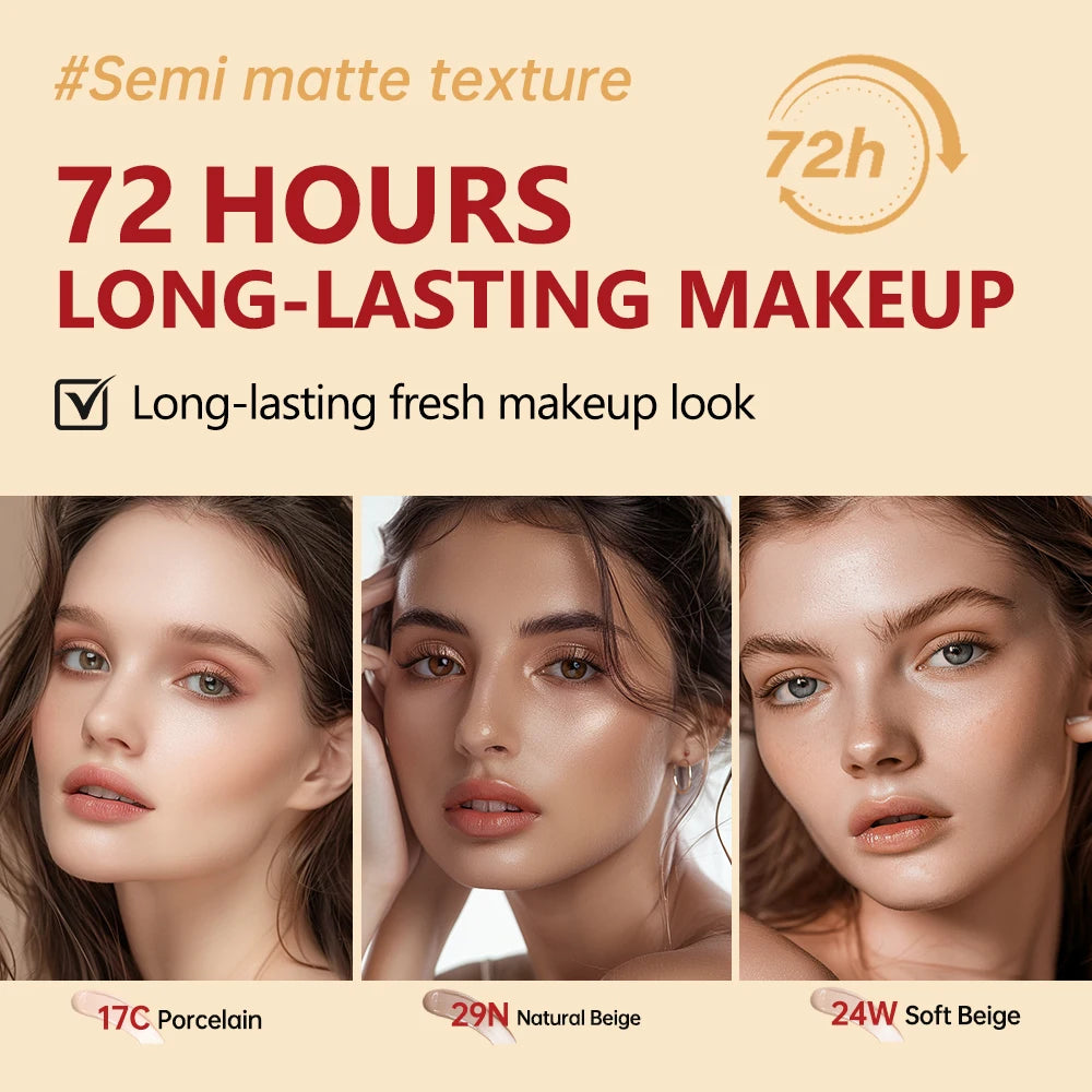 Tidesmit Lakerain waterproof sunscreen cushion foundation texture close-up for long-lasting full coverage semi-matte finish