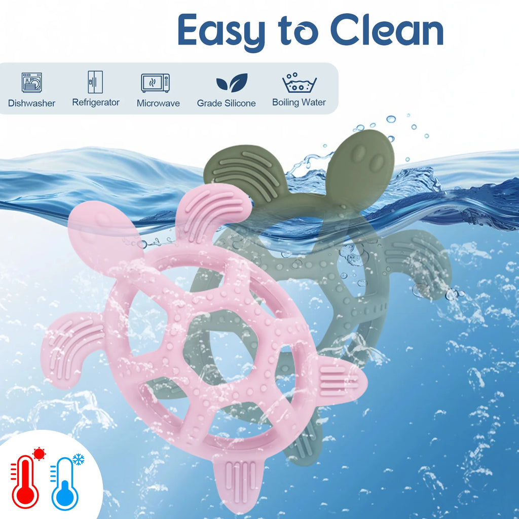 1PC Silicone Baby Teether Toy Minnie Turtle Cartoon Design Silicone Teether Rodent for Teething Relief Baby Teethers Gift