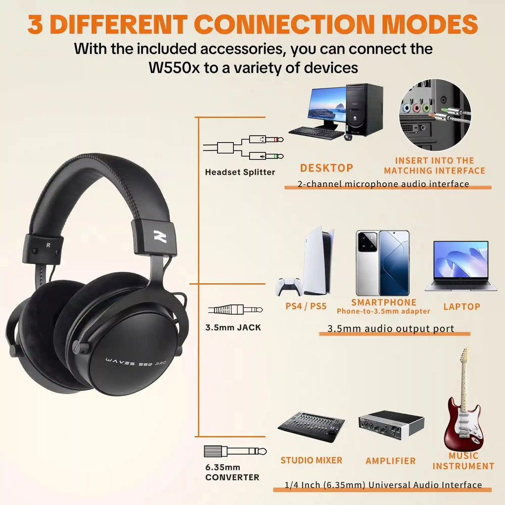 Over-Ear Headphones with Active Noise Cancellation & Mic - W550X Tidesmit