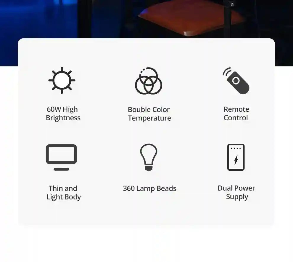 60W LED Video Light Panel | Adjustable Color Temperature Studio Kit Tidesmit