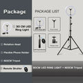 LED Ring Light with Tripod Stand - 10in and 12in Adjustable Studio Lighting 12in Ring BK160cm Tidesmit