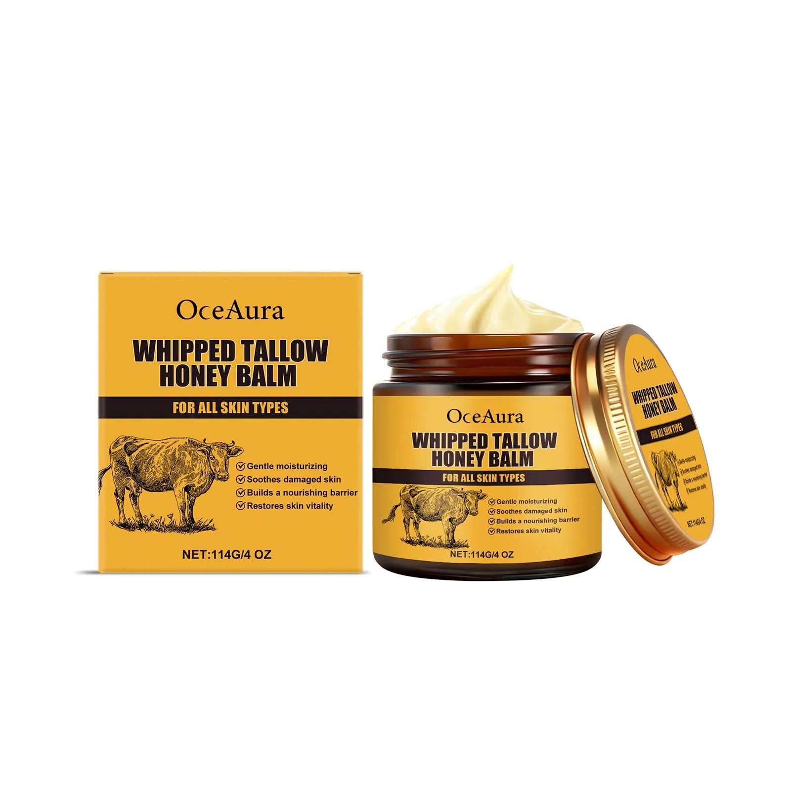 Beef Tallow Honey Balm Deep Hydrating Soft Smooth Skin Damage Care Tighten Fine Lines Facial Moisturizer Rejuvenating Face Cream