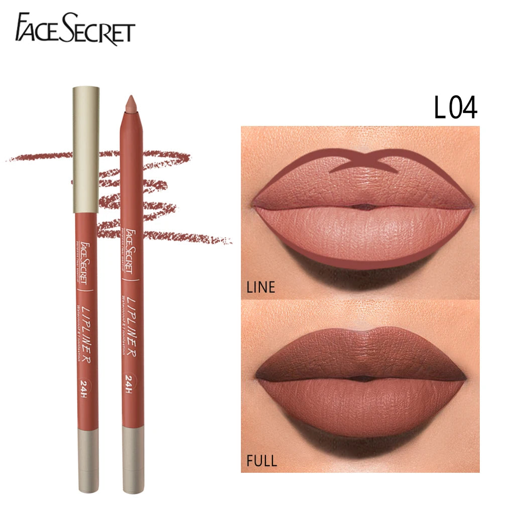 Face Secret waterproof velvet matte lipliner pencil in shade L04 for long-lasting, defined lip makeup looks.