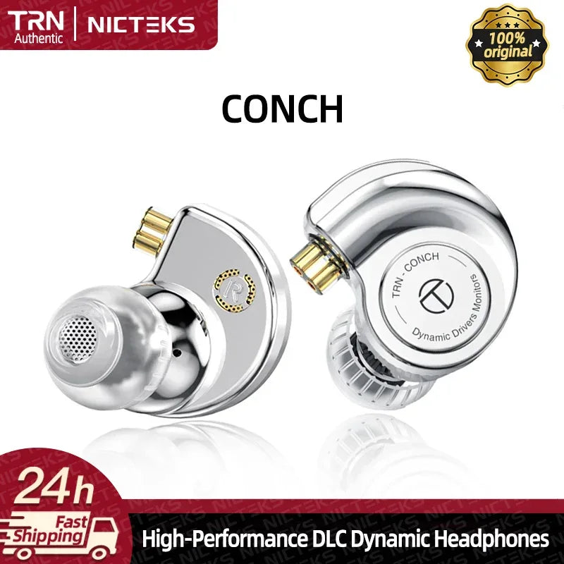 TRN Conch DLC Dynamic In-Ear Monitors with Hi-Res Audio by Tidesmit Tidesmit