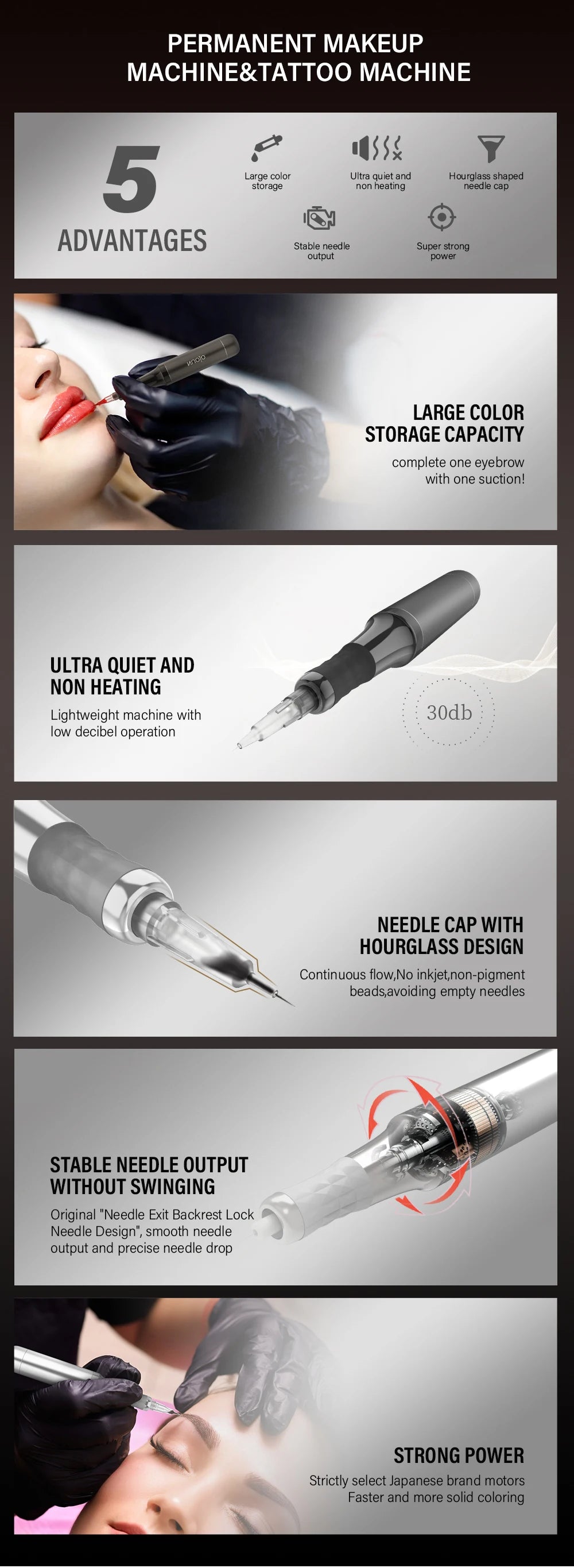 Wireless PMU Machine - Professional Rotary Microblading Pen Permanent Makeup Machines Tidesmit