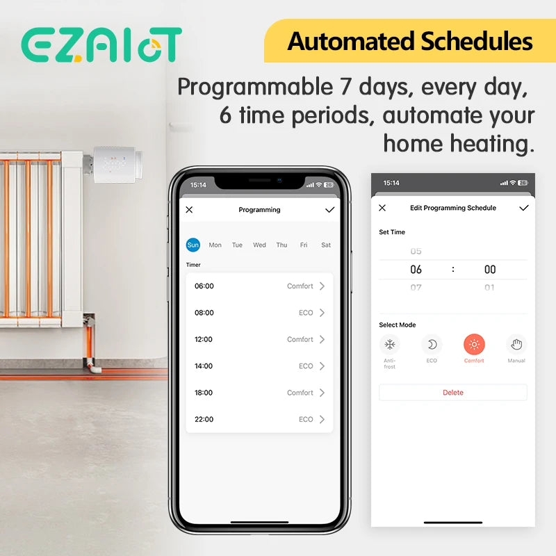 Smart WiFi/ZigBee TRV Thermostat Tuya Radiator Thermostatic Valve Programmable Controller Actuator Alexa Google Voice Control