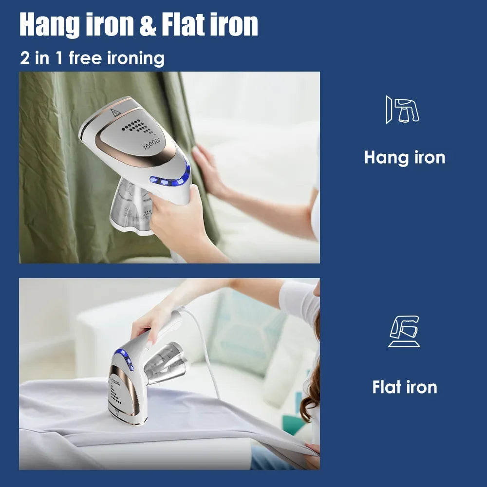 Tidesmit 1600W foldable handheld garment steamer for clothes, portable electric steam iron for travel and home use