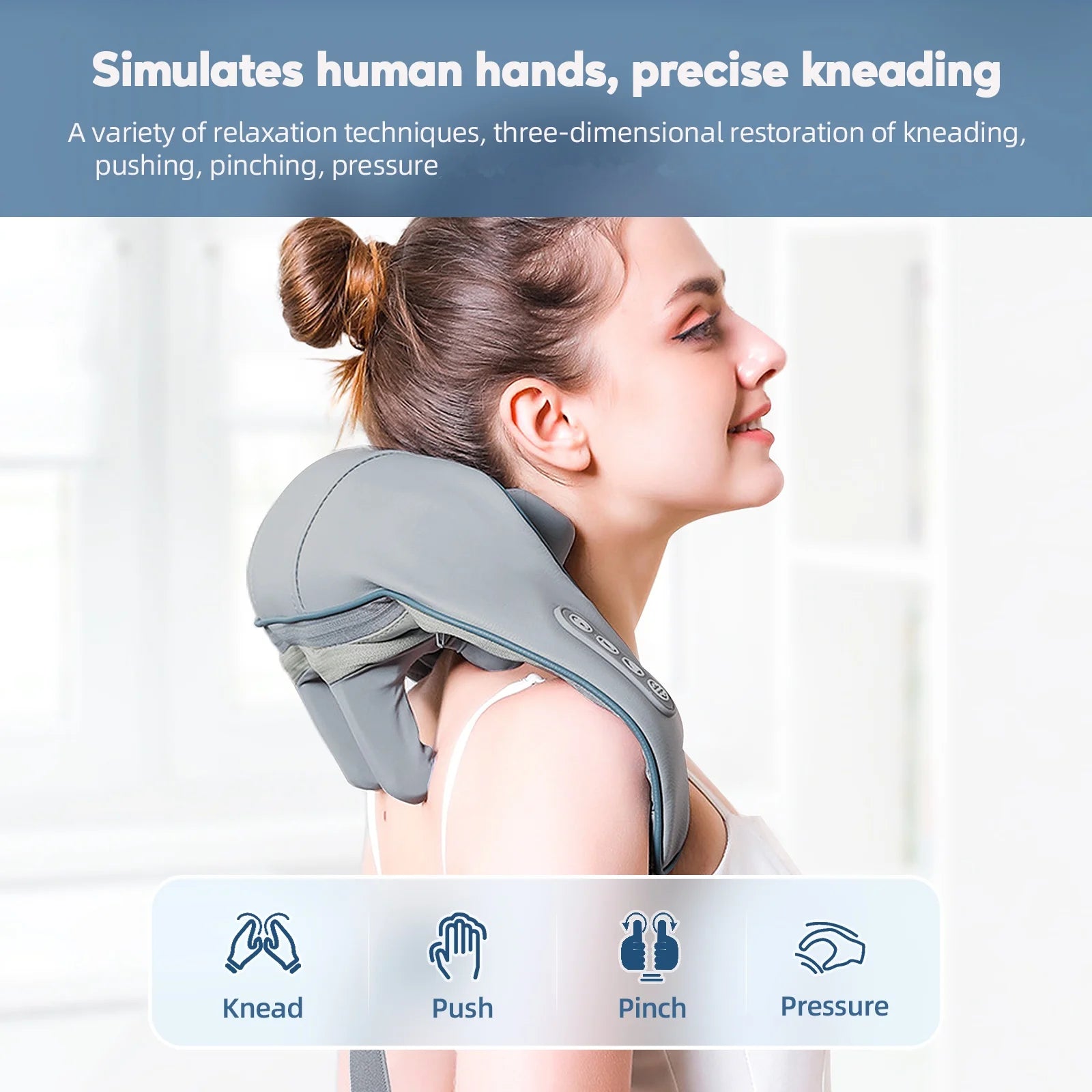 Wireless Electric Neck and Shoulder Massager with Heat Therapy Back Massage Instrument Tidesmit