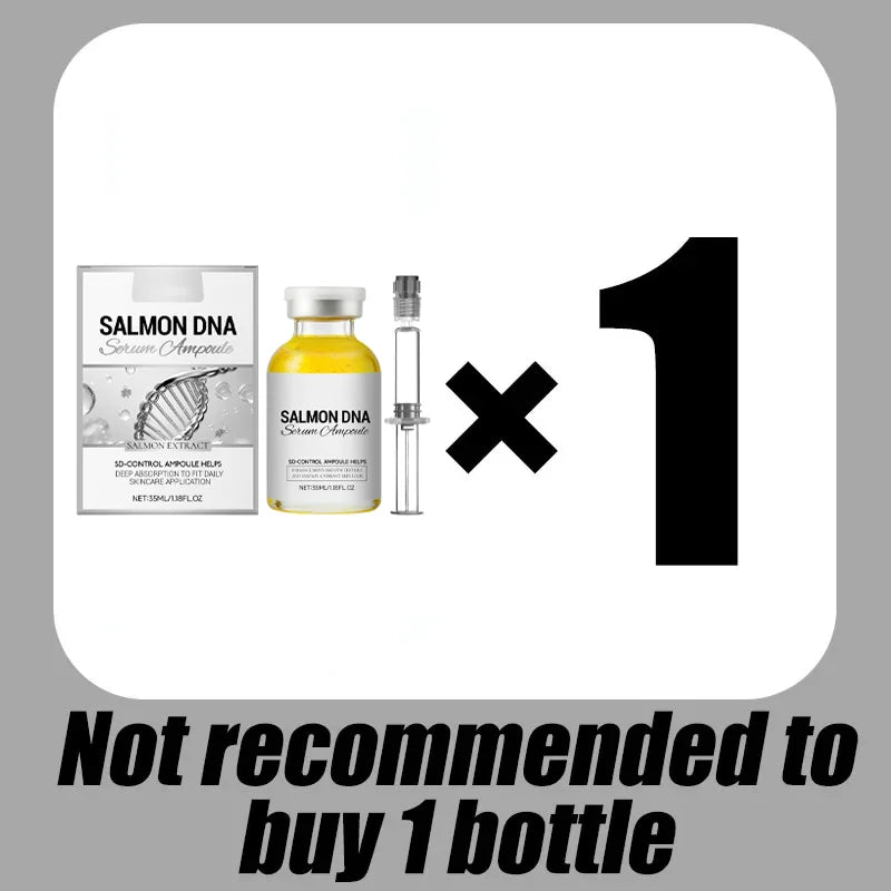 Salmon DNA Serum Ampoule: Anti-aging collagen peptide facial treatment in a glass vial, 35ml skin firming serum bottle.