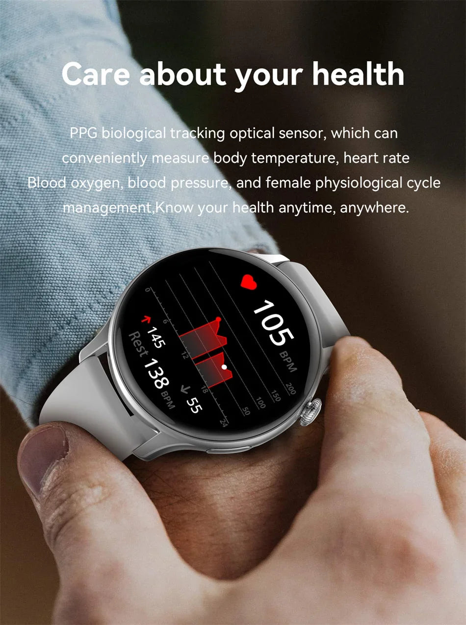 2025 AMOLED Smart Watch Ladies Screen Always Show Time 466*466 HD Health Tracker Voice Calling Smartwatch Women