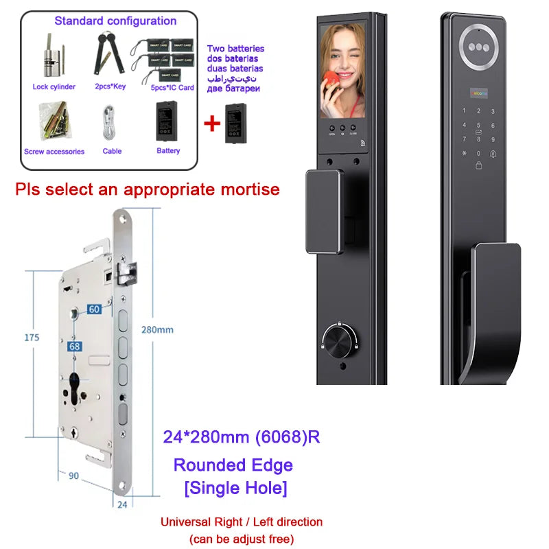 Outdoor Waterproof Lock Wifi Tuya APP Remote Voice Intercom Electronic Door Lock Face Fingerprint Smart Door Lock With Camera