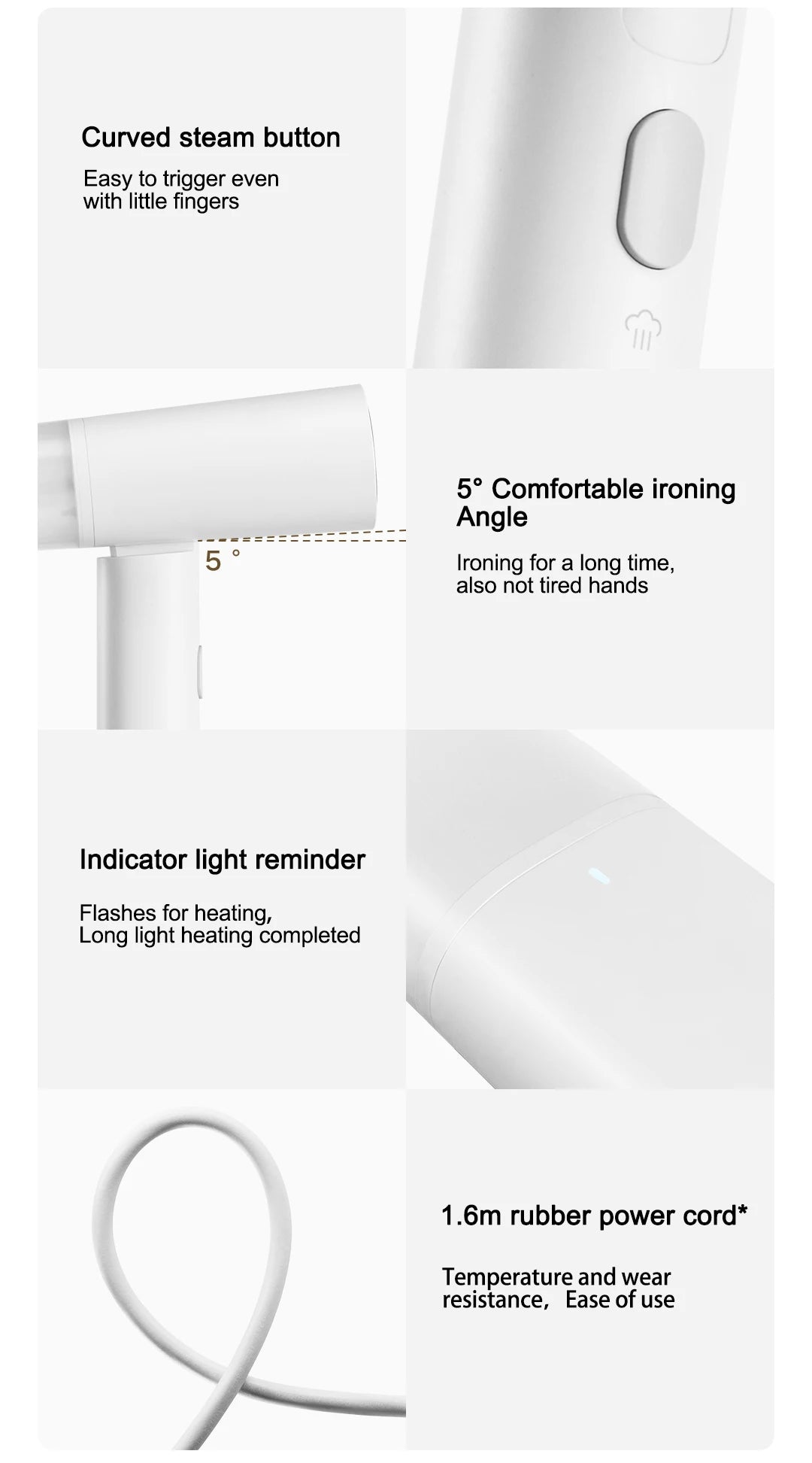 Tidesmit MIJIA Handheld Garment Steamer 2 with foldable design for portable steam cleaning and mite removal