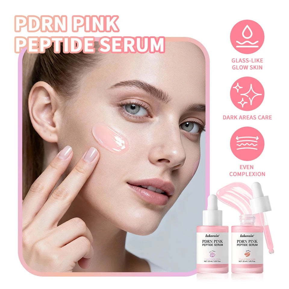2Pcs Korean Glass Glow Skin Set, Salmon DNA PDRN Pink Peptide Serum With Niacinamide Milky Toner, Hydrating Soothing Firming Kit