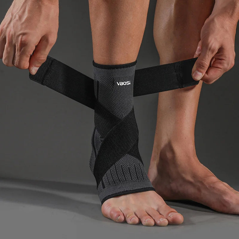 VBOSI Adjustable Compression Ankle Brace Support for Men Women, Breathable Sports Ankle Stabilizer for Basketball Running Sprain