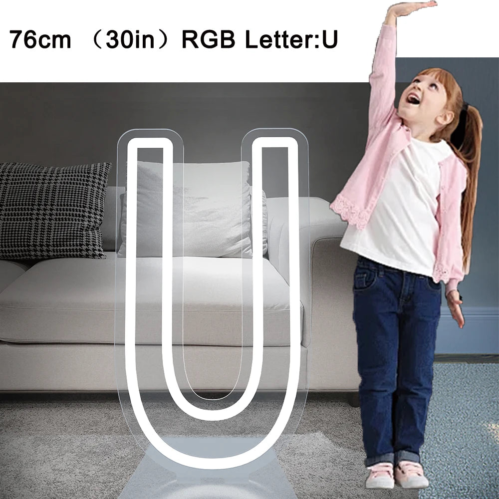 76cm Tall LED Alphabet Light Up Letters for Professional Event Decor 76cm U White Tidesmit
